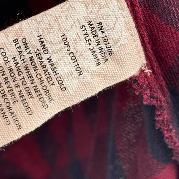 Soft Surroundings Plaid Tunic Top Gold beaded Long Sleeves Cotton red Sz Medium - Picture 3 of 13